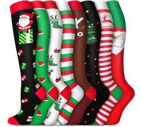 Calzini Natalizi Donna - Calzini A Compressione Lunghi Da Donna 8 Pezzi Leggings Calzini A Compressione Lunghi Da Corsa Calzini Sportivi Da Esterno Body Color Carne