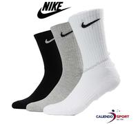 Nike Calzini “U NK Everyday Cush Crew”, di colore bianco, nero e grigio, in confezione da 3 paia Bianco, grigio, nero. 42-46