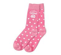 Calzini per 40° compleanno, da donna, divertenti, per 40 anni, taglia 4 - 7, Cuori rosa., Etichettalia unica