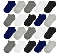 Calzini per bambini e ragazzi, 20 paia di calzini unisex alla caviglia, neri, traspiranti, comodi, per camminare, da 1 a 13 anni, Multicolore, 7-10 Years
