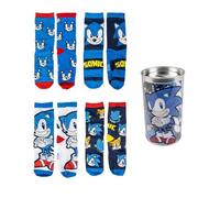 Calzini per bambini Sonic 4 paia di calze in misto cotone con salvadanaio