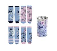 Calzini per bambini Stitch e Angel Disney 4 paia di calze in misto cotone con salvadanaio