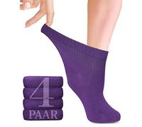 Calzini per diabetici in bambù con lycra da donna: alti fino alla caviglia; Senza cucitura alla base delle unghie dei piedi; per affari e tempo libero; adatto agli anziani; 4 paia (39-42, Viola)