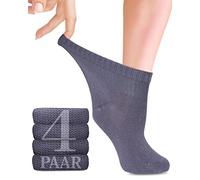 Calzini per diabetici in bambù con lycra da donna: alti fino alla caviglia; Senza cucitura alla base delle unghie dei piedi; per affari e tempo libero; adatto agli anziani; 4 paia (35-38, Grigio)