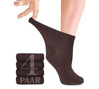 Calzini per diabetici in bambù con lycra da donna: alti fino alla caviglia; Senza cucitura alla base delle unghie dei piedi; per affari e tempo libero; adatto agli anziani; 4 paia (39-42, Marrone)