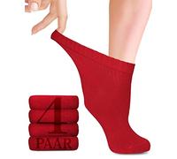Calzini per diabetici in bambù con lycra da donna: alti fino alla caviglia; Senza cucitura alla base delle unghie dei piedi; per affari e tempo libero; adatto agli anziani; 4 paia (39-42, Rosso)
