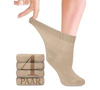 Calzini per diabetici in bambù con lycra da donna: alti fino alla caviglia; Senza cucitura alla base delle unghie dei piedi; per affari e tempo libero; adatto agli anziani; 4 paia (39-42, Beige)