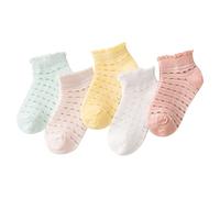 Calzini per neonati, calzini estivi, in cotone, sottili, traspiranti, per autunno, tinta unita, alla moda, 5 pezzi, per bambini, 35, Colore: rosa., 0-12 Mesi