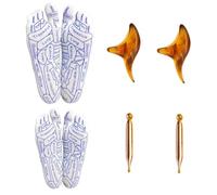 Calzini per riflessologia con strumento per massaggio ai punti trigger point, set di calzini per massaggio ai piedi per riflessologia con penna per agopressione, per donne e uomini, rimedio per