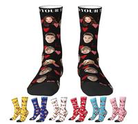 Calzini personalizzati con foto, calzini personalizzati con facce su di loro Famiglia personalizzata Multi Immagini Testo per uomo donna, Quattro Volti, taglia unica