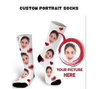 Calzini personalizzati da donna con icona a cuore, calzini personalizzati divertenti all-over, calzini casual traspiranti e comodi, calzini sportivi alla moda che assorbono l'umidità per fitness all'a