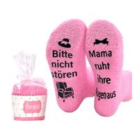 Calzini Soffici da Donna Antiscivolo con Scritta Divertente "Bitte Nicht Stören Mama Ruht Ihre Augen Aus", Calze Calde e Accoglienti, Regalo di Compleanno e Natale per Mamma e Nonna, Taglia Unica