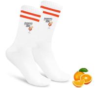 Calzini sportivi a righe Aperol, Calzini bianchi in cotone con motivo a ricamo, Adatti per sport all'aperto e feste a tema per il tennis e il calcio (IT, Numero, 36, 42, Regular, Regular, 1 Paia)