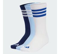 CALZINI SPORTIVI AMMORTIZZATI 3 Strisce CONFEZIONE DA 3 PAIA CREW Dark Blue / White / Glow Blue 43-45
