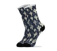 Calzini Sportivi Cactus Pattern on Dark Blue Calze Uomo 40cm