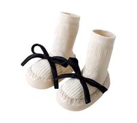 Calzini Termici Bambina - Calzini per Neonati in Stile Coreano con Fiocco per Bambini Calzini L'Autunno per Imparare A Camminare Scarpe Morbide per Neonati con Suola (White1 1-15 Years)
