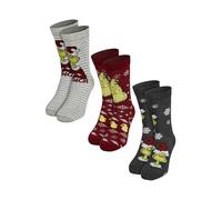 Calzini The Grinch per Uomo e Donna - Calzini Unisex da Ginnastica per Uomo e Donna Rosso/Grigio (Confezione da 3), rosso/grigio., 38-43