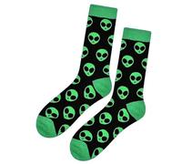 Calzini unisex alieni extraterrestri divertenti, taglia unica UK 6-10 EU 40-45, Nero , 6-10