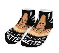 Calzini unisex alla caviglia con scritta "Mi piace molto il pane francese", traspiranti, comodi e sportivi.