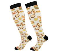 Calzino Uomo Lungo Hamburger Bread Pattern calzini al ginocchio Trekking