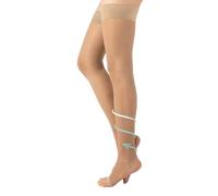 CALZITALY 1/2 Paia Calze Autoreggenti a Compressione Graduata Forte Medicali a Punta Aperta 18-22 mm/Hg | Nero, Naturale | S, M, L, XL | 140 DEN | Made in Italy (Naturale, S)