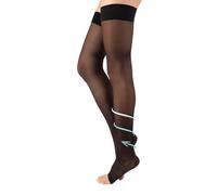 CALZITALY 1/2 Paia Calze Autoreggenti a Compressione Graduata Forte Medicali a Punta Aperta 18-22 mm/Hg | Nero, Naturale | S, M, L, XL | 140 DEN | Made in Italy (Nero, S)