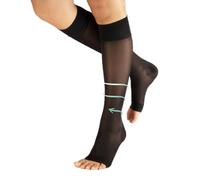 CALZITALY 1/2 Paia Gambaletti Compressione Graduata Donna a Punta Aperta 70 DEN, Calze Antitrombo Donna, Calze Contenitive Uomo Estive 10-14 mm/Hg (1 Paio - Nero, S/M)
