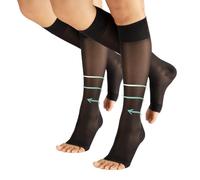 CALZITALY 1/2 Paia Gambaletti Compressione Graduata Donna a Punta Aperta 70 DEN, Calze Antitrombo Donna, Calze Contenitive Uomo Estive 10-14 mm/Hg (2 Paia - Nero, S/M)