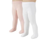 CALZITALY 2 Paia Collant Neonata in Microfibra, Calzamaglia Bébé, Bianco, Rosa, Panna, Blu, 40 DEN, Made in Italy (IT, Età, 3 mesi, 1 Paio Rosa + 1 Paio Bianco)