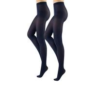 CALZITALY 2 Paia Collant Opaco, Calza Microfibra 3D, 40 Den | Nero, Navy, Bordeaux, Marrone | S, M, L, XL | Made in Italy (L, Navy)