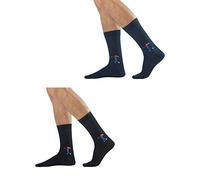 CALZITALY 2 Paia di Calze Uomo in Cotone Elasticizzato | Calzini Uomo Classici con Logo Sport | Blu, Nero | 39,42 - 43,46 | Made in Italy (43/46, Logo Golf)