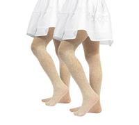 CALZITALY PACK 1/2 Collant Bambina Fantasia Floreale | Calze Bimba In Pizzo Con Fiori - 40 DEN| Beige, Bianco | 2-3, 4-6, 6-8, 8-10, 10-12, 12-14 anni | Made in Italy (5 = 10/12 Anni, 2 Pack - SETA)