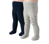 CALZITALY PACK 2 PAIA Collant Neonato in Cotone, Calzamaglia Neonato, Collant Baby, Liscio e a Pois, Grigio, Rosa, Blu, Dai 3 ai 24 Mesi, 200 DEN, Made in Italy (Blu+Grigio pois blu, 6 mesi)