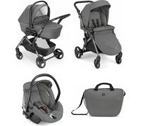 Cam Fluido Easy - Passeggino Trio Leggero Compatto Pieghevole 0-22 Kg + Carrozzina + Seggiolino Auto colore Cuore Grigio