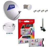 CAM HD 4K ULTRA + SCHEDA + PARABOLA 45CM+20METRI CAVO+SUPPORTO + LNB+ CONNETTORI