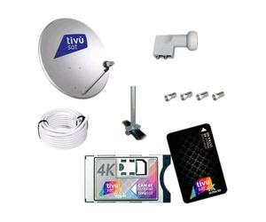 CAM HD 4K ULTRA TIVÙSAT+SCHED PARABOLA 45CM+LNB 2USCITE+ SUPPORTO+20 METRI CAVO