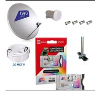 CAM HD 4K ULTRA TIVÙSAT + SCHEDA+PARABOLA 45CM +LNB +SUPPORTO + 20 METRI DI CAVO