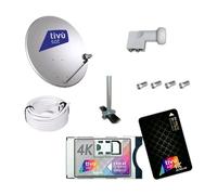 CAM HD 4K ULTRA TIVÙSAT+SCHED PARABOLA 60CM+LNB 2USCITE+ SUPPORTO+20 METRI CAVO