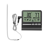 CAM2 Termometro da forno, termometro per arrosti, dotato di grande display digitale LCD, timer, sonda in acciaio inox 304, avviso di alta temperatura, misurazione precisa della temperatura