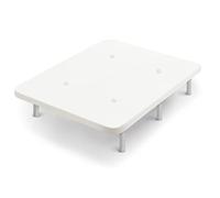 Cama express Base imbottita con gambe in legno argento e tessuto 3D traspirante | barre trasversali di rinforzo | ideale per camera da letto e stanza della tua casa | colore bianco | misure 150 x 190