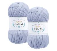 CAMAL 2 Pezzi Fettuccia per Borse a Uncinetto, Scintilla Fettuccia da Poliestere Tessuto 100g/60m Filato Grosso Lusso per Borse, Coperta, Stoffa, Artigianato Fai Da Te (Blu cielo)