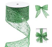 CAMAL Nastro con Paillettes, 63mm x 9m Sparkle Nastro con Metallico Bordi, Scintillio Paillettes Ribbon per Ghirlande, Regalo, Matrimoni, Fai Da Te Scintillanti Decorativo (Verde scuro)