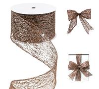 CAMAL Nastro con Paillettes, 63mm x 9m Sparkle Nastro con Metallico Bordi, Scintillio Paillettes Ribbon per Ghirlande, Regalo, Matrimoni, Fai Da Te Scintillanti Decorativo (Caffè)