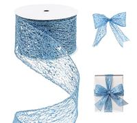 CAMAL Nastro con Paillettes, 63mm x 9m Sparkle Nastro con Metallico Bordi, Scintillio Paillettes Ribbon per Ghirlande, Regalo, Matrimoni, Fai Da Te Scintillanti Decorativo (Blu)