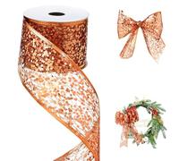 CAMAL Nastro con Paillettes 63mm x 9m Sparkle Nastro con Metallico Bordi, Scintillio Paillettes Ribbon per Ghirlande, Regalo, Matrimoni, Fai Da Te Scintillanti Decorativo (Arancione)