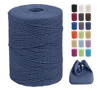 CAMAL Raffia Filato per Uncinetto di Borse, 2mm x 300m Rafia per Uncinetto per Borse, Morbido Filo di Carta per Cappelli, Maglia Borsa da Spiaggia, Fai Da Te (Blu profondo)