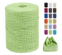 CAMAL Raffia Filato per Uncinetto di Borse, 2mm x 300m Rafia per Uncinetto per Borse, Morbido Filo di Carta per Cappelli, Maglia Borsa da Spiaggia, Fai Da Te (Verde erba)