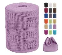 CAMAL Raffia Filato per Uncinetto di Borse, 2mm x 300m Rafia per Uncinetto per Borse, Morbido Filo di Carta per Cappelli, Maglia Borsa da Spiaggia, Fai Da Te (Viola chiaro)