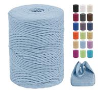 CAMAL Raffia Filato per Uncinetto di Borse, 2mm x 300m Rafia per Uncinetto per Borse, Morbido Filo di Carta per Cappelli, Maglia Borsa da Spiaggia, Fai Da Te (Blu chiaro)