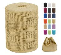 CAMAL Raffia Filato per Uncinetto di Borse, 2mm x 300m Rafia per Uncinetto per Borse, Morbido Filo di Carta per Cappelli, Maglia Borsa da Spiaggia, Fai Da Te (Rafia)